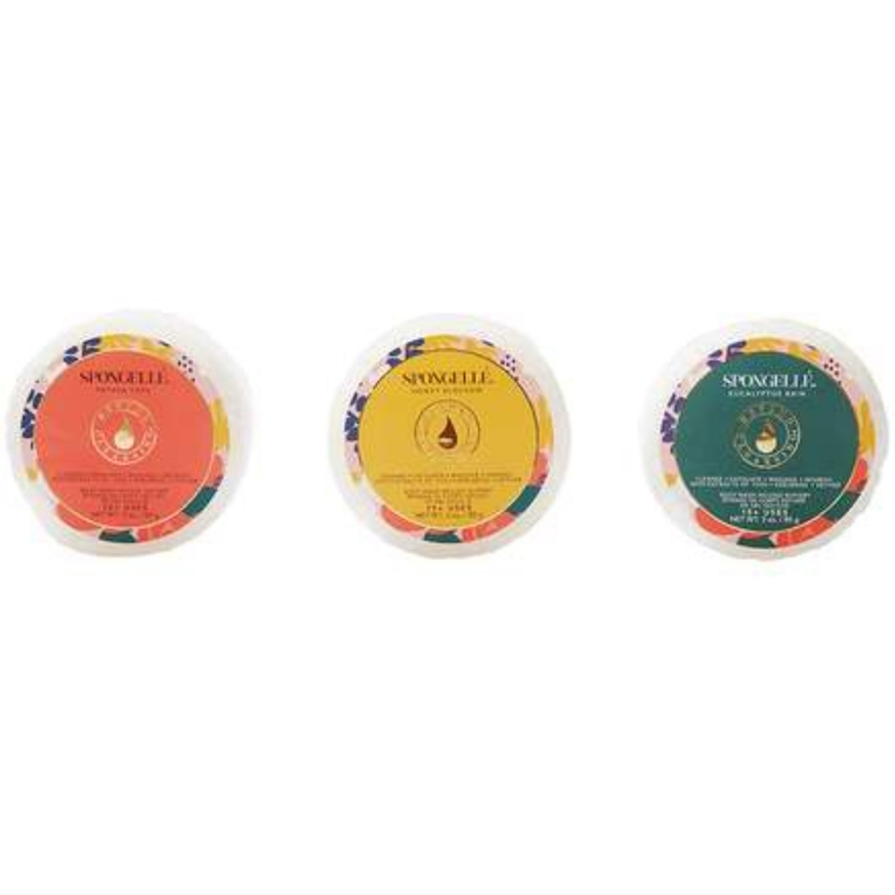 Spongellé Trio‎ Body Buffers (Eucalyptus Rain, Honey Blossom, Papaya Yuz…